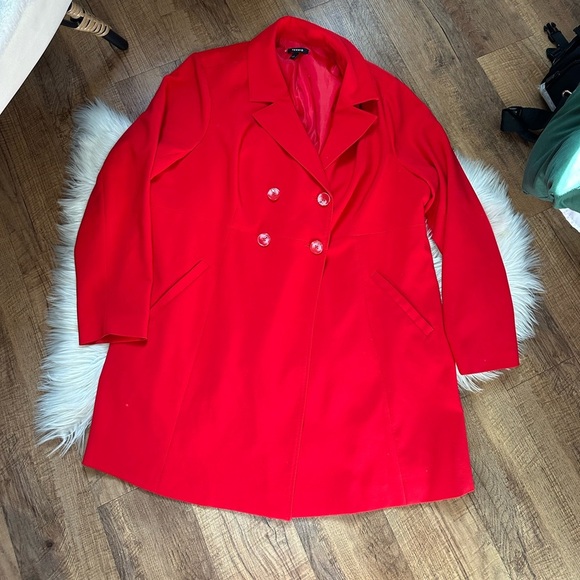 TORRID Twill A-Line Trench Coat In Bright Red - Picture 4 of 6